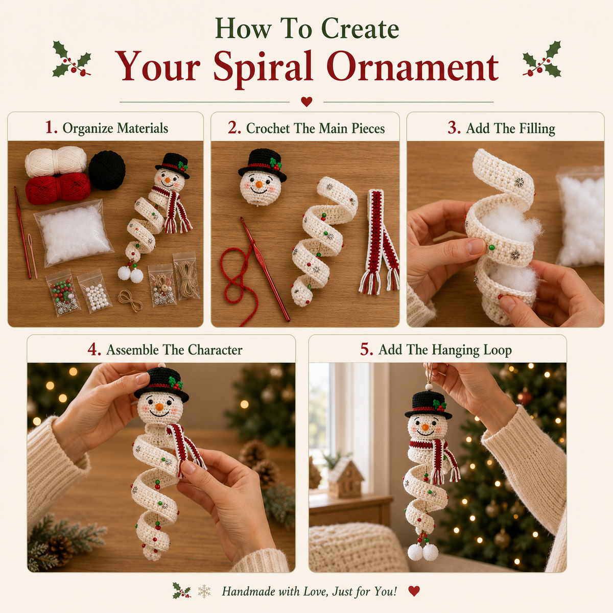 🪡 Crochet Spiral Christmas Ornament DIY Kit