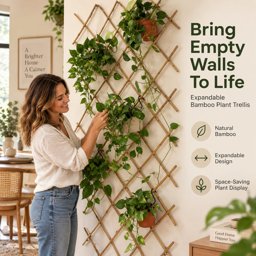 🌿 Expandable Wall-Mounted Bamboo Plant Trellis