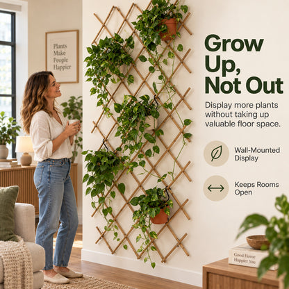 🌿 Expandable Wall-Mounted Bamboo Plant Trellis