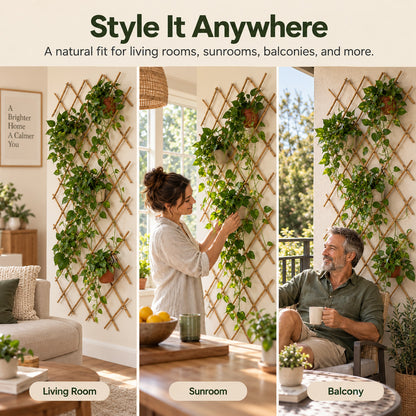 🌿 Expandable Wall-Mounted Bamboo Plant Trellis