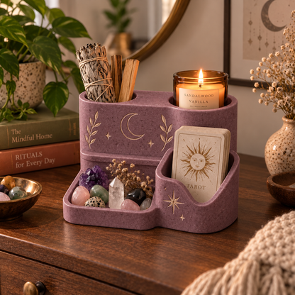 Witchy Altar Organizer – Tarot Card, Crystal, Incense and Candle Holder Tray