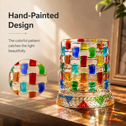 Hand-Painted 360° Spinning Crystal Whiskey Glass