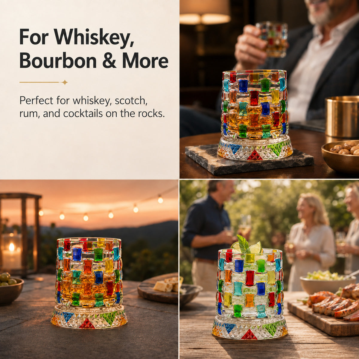 Hand-Painted 360° Spinning Crystal Whiskey Glass