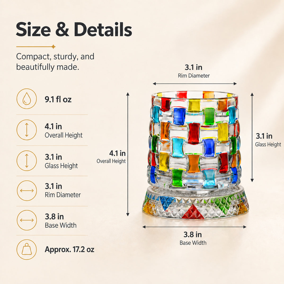 Hand-Painted 360° Spinning Crystal Whiskey Glass