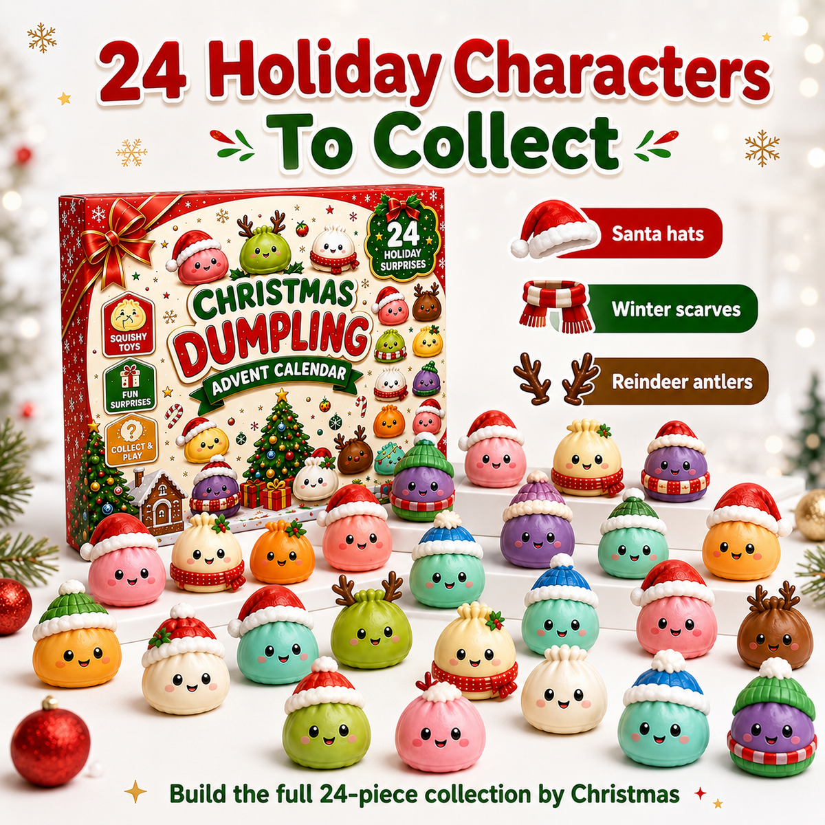 🎄24-Day Christmas Dumpling Squishy Advent Calendar