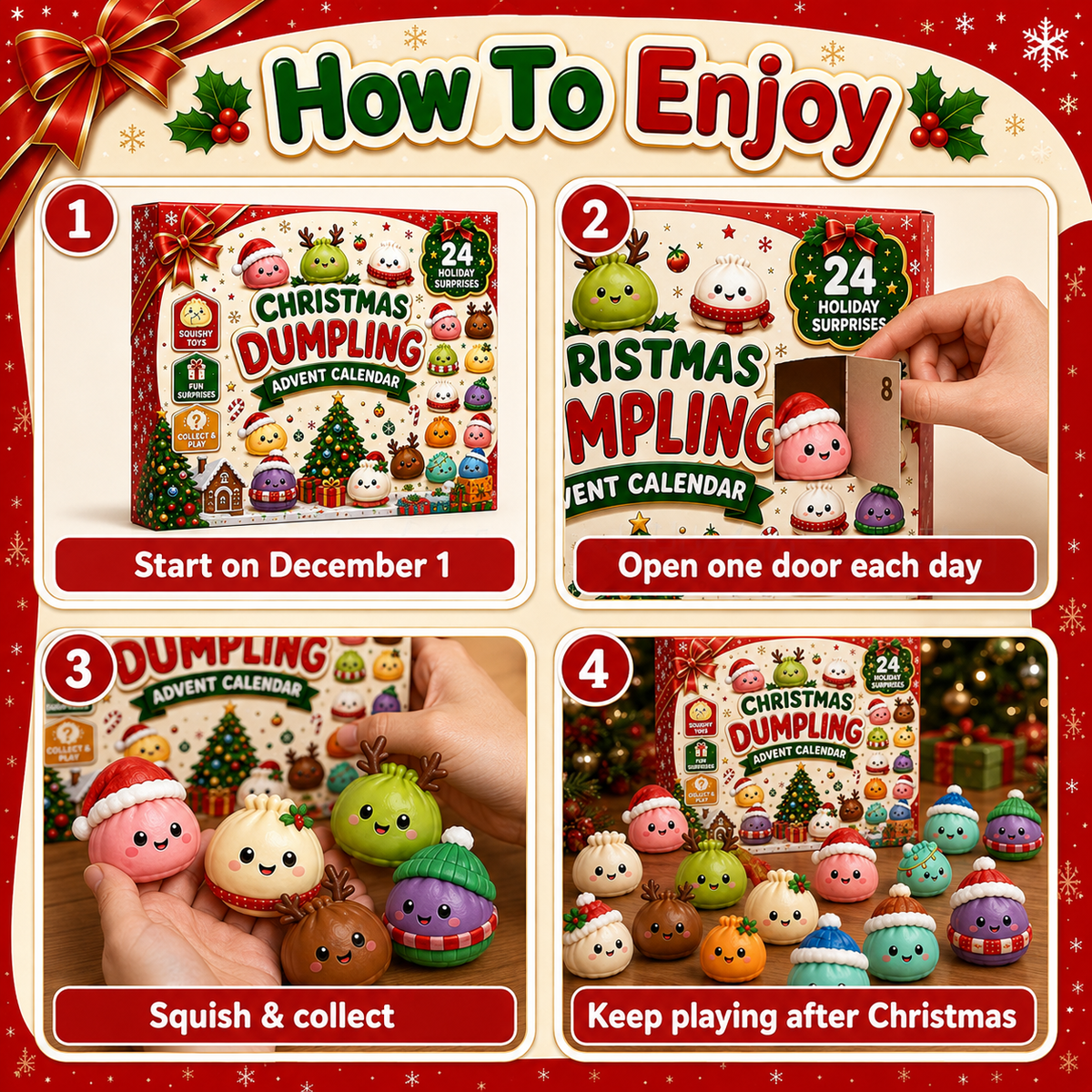 🎄24-Day Christmas Dumpling Squishy Advent Calendar