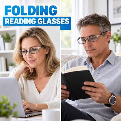 Portable Foldable Pocket Reading Glasses with Magnetic Phone Case & Stand — Ultra-Light, Anti-Blue Light