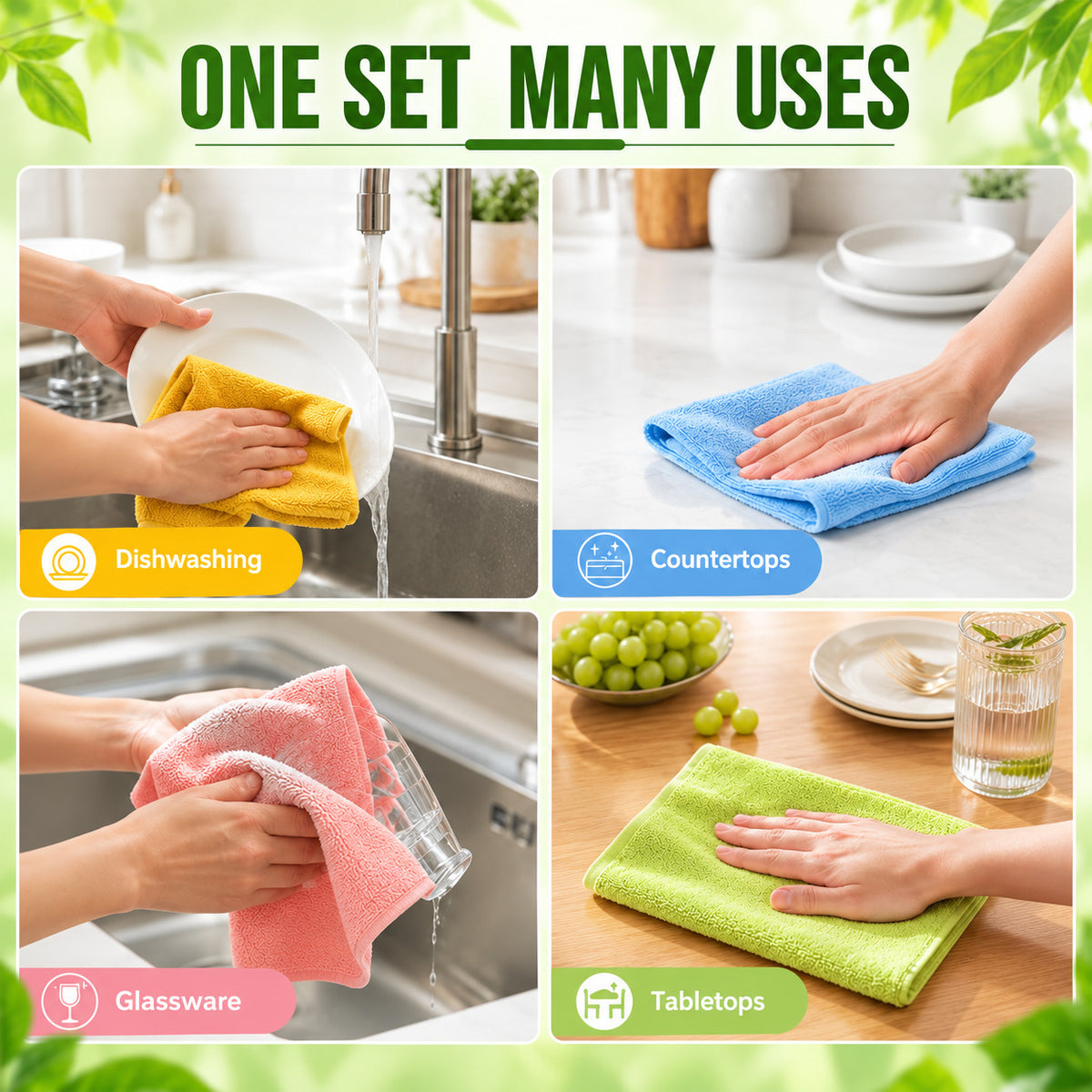 Reusable Wood-Fiber Grease-Cutting Kitchen Cloth