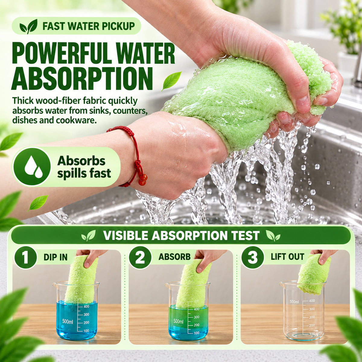 Reusable Wood-Fiber Grease-Cutting Kitchen Cloth