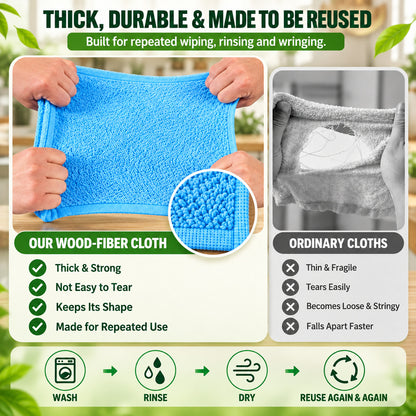 Reusable Wood-Fiber Grease-Cutting Kitchen Cloth