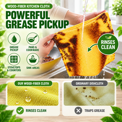 Reusable Wood-Fiber Grease-Cutting Kitchen Cloth
