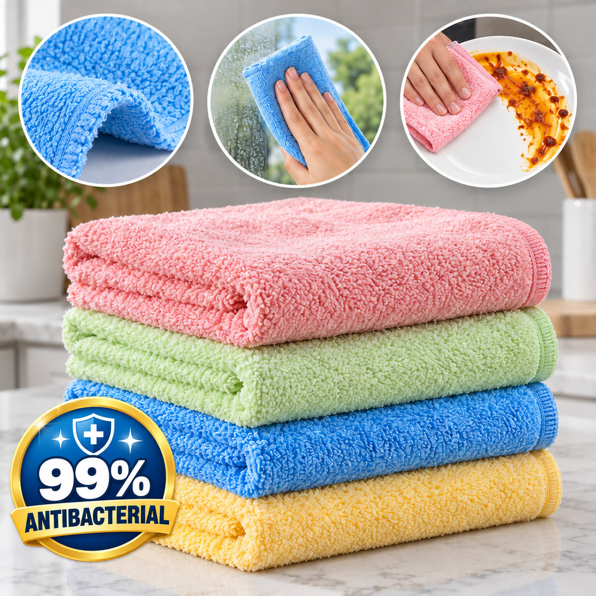 Reusable Wood-Fiber Grease-Cutting Kitchen Cloth