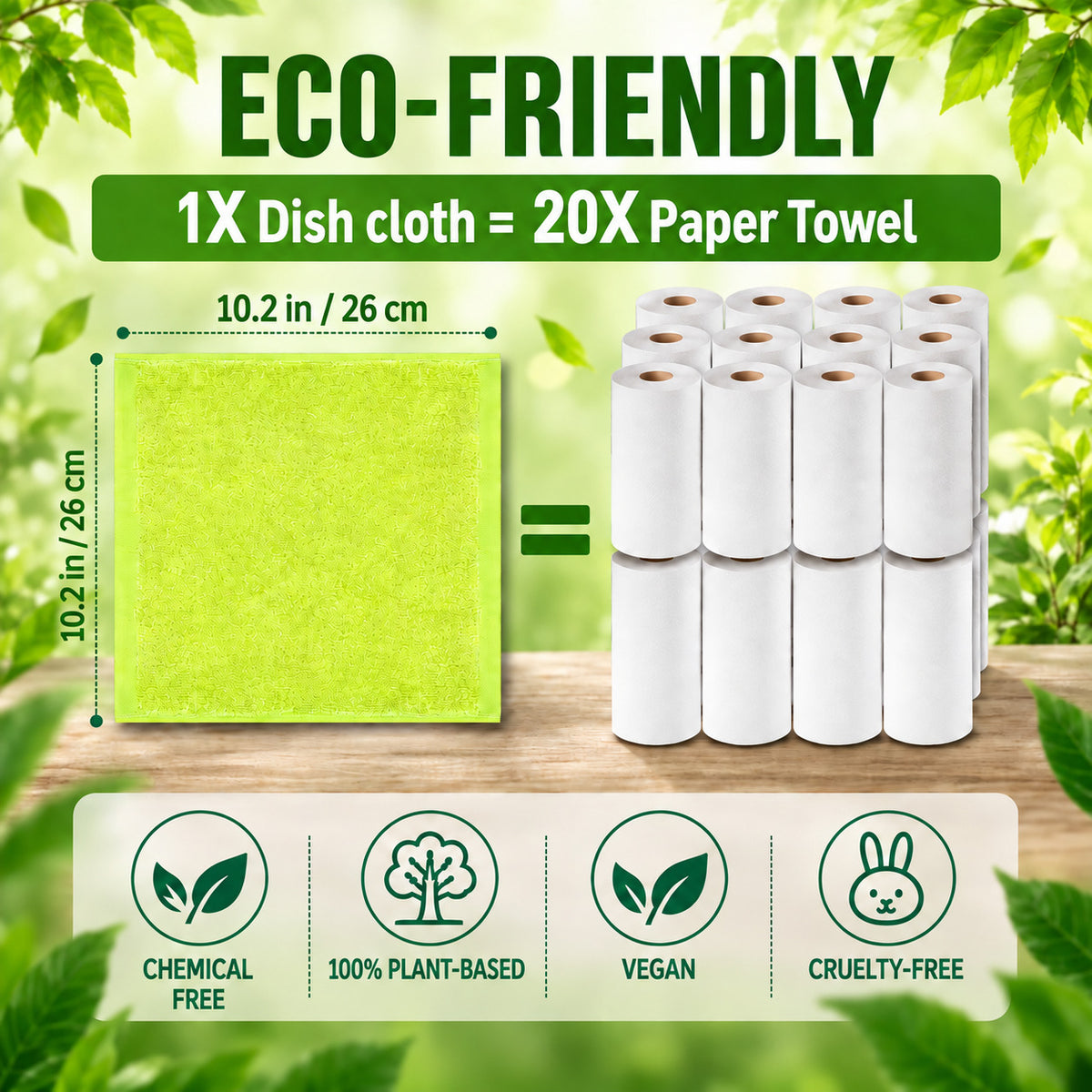 Reusable Wood-Fiber Grease-Cutting Kitchen Cloth