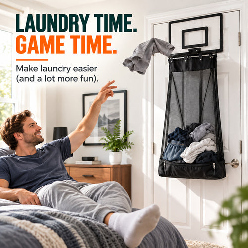 🏀 2-in-1 Over-The-Door Basketball Laundry Hamper