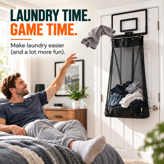 🏀 2-in-1 Over-The-Door Basketball Laundry Hamper