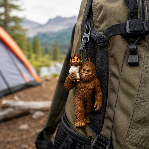 🌲 Bigfoot & Jesus Resin Hanging Ornament