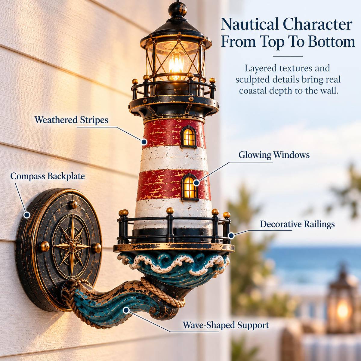 🌊Vintage Coastal Lighthouse Wall Light