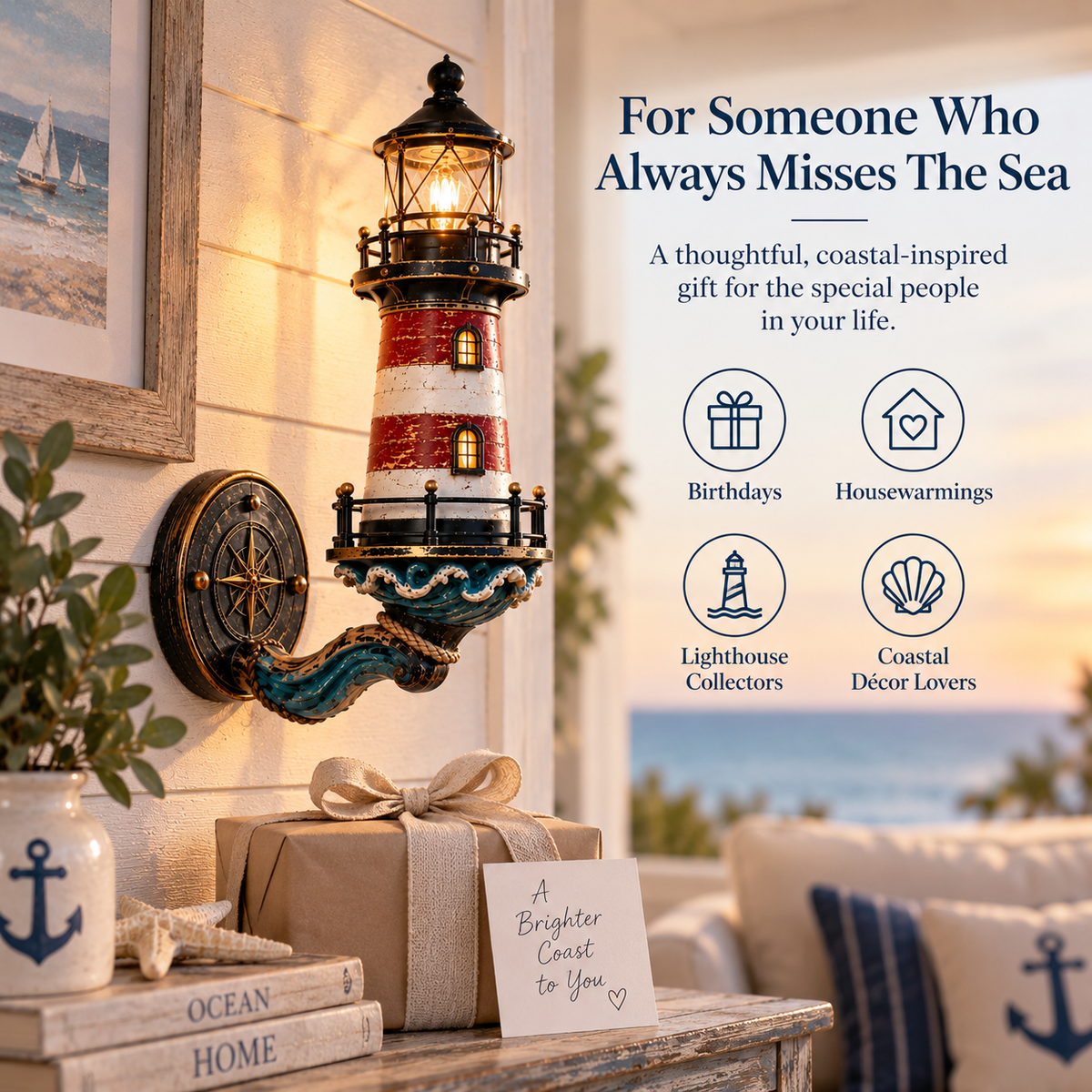 🌊Vintage Coastal Lighthouse Wall Light