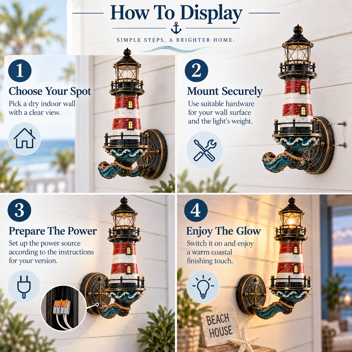 🌊Vintage Coastal Lighthouse Wall Light