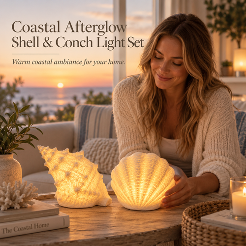 🌊✨Coastal Afterglow Shell & Conch Light Set