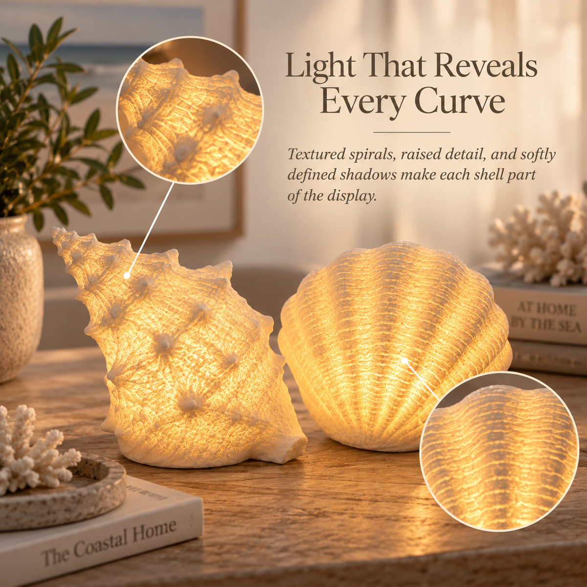 🌊✨Coastal Afterglow Shell & Conch Light Set