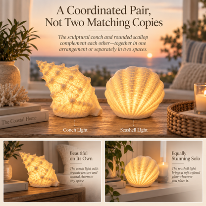 🌊✨Coastal Afterglow Shell & Conch Light Set