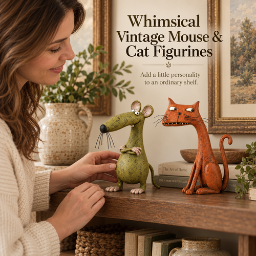 😼Whimsical Vintage Mouse & Cat Figurines🐭