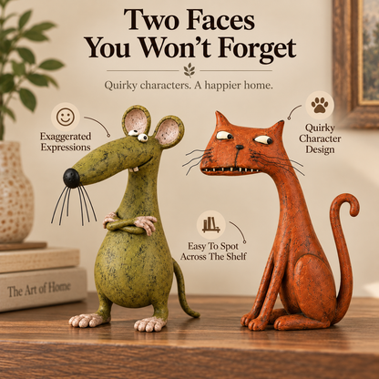 😼Whimsical Vintage Mouse & Cat Figurines🐭