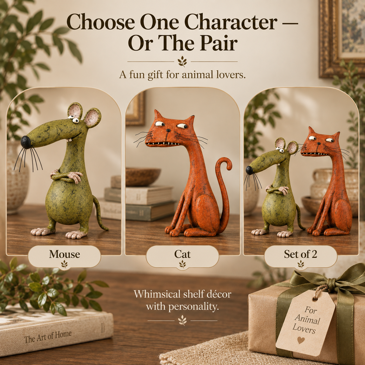 😼Whimsical Vintage Mouse & Cat Figurines🐭