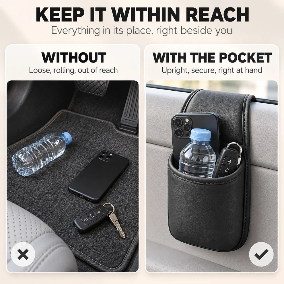 Leather Car Door Storage Pocket