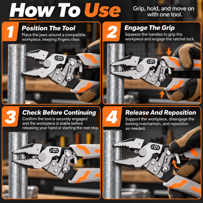 Self-Locking Ratchet Pliers With Wire Cutter