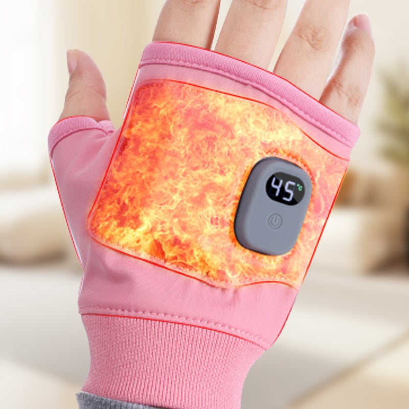 Pink heated gloves with LED temperature control