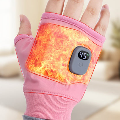 Pink heated gloves with LED temperature control