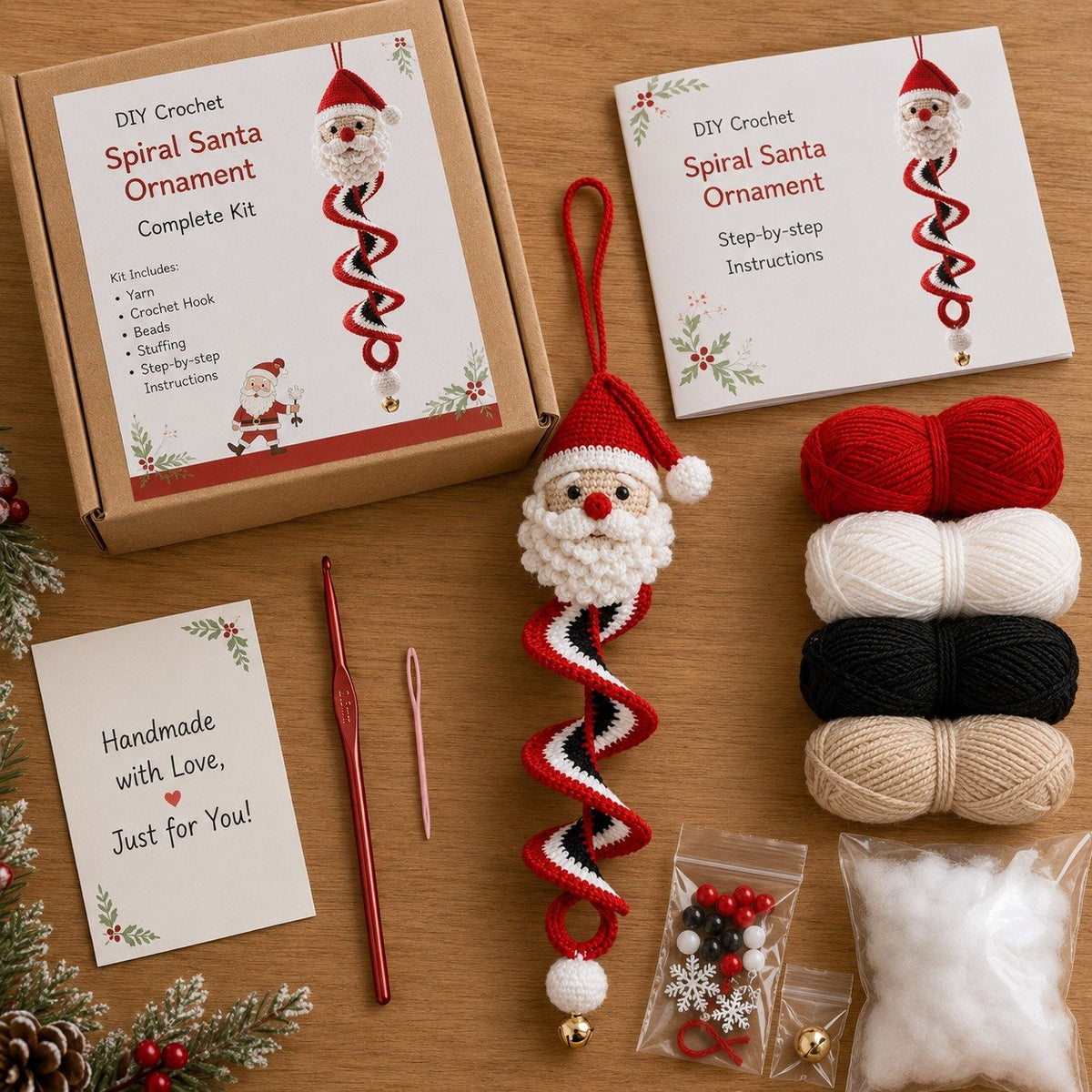 🪡 Crochet Spiral Christmas Ornament DIY Kit