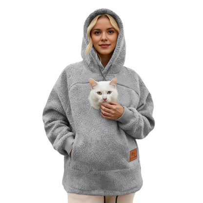 🐾 Cozy Fleece Pet Bonding Pouch Hoodie – Warm & Supportive Small Pet Carrier Clothing