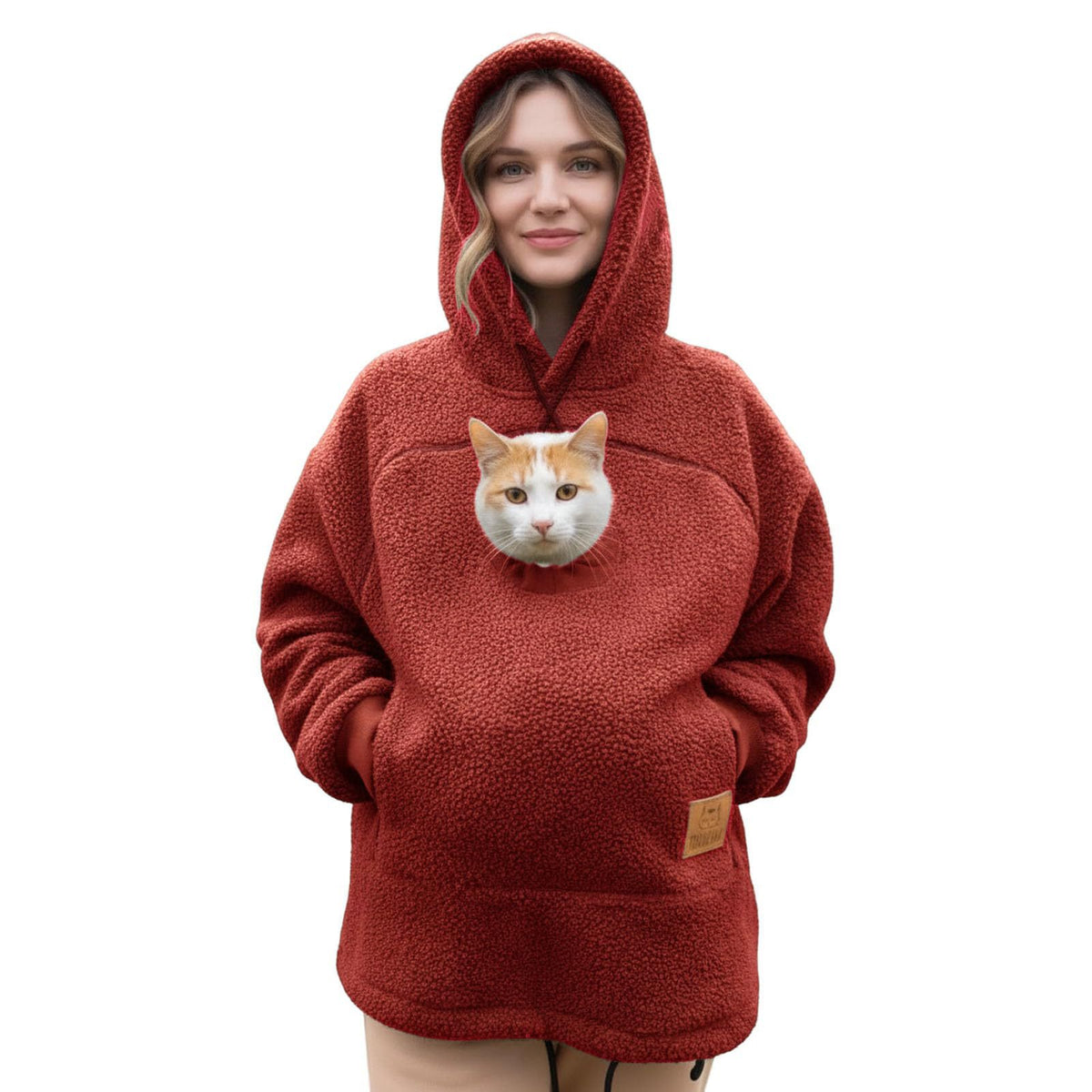 🐾 Cozy Fleece Pet Bonding Pouch Hoodie – Warm & Supportive Small Pet Carrier Clothing