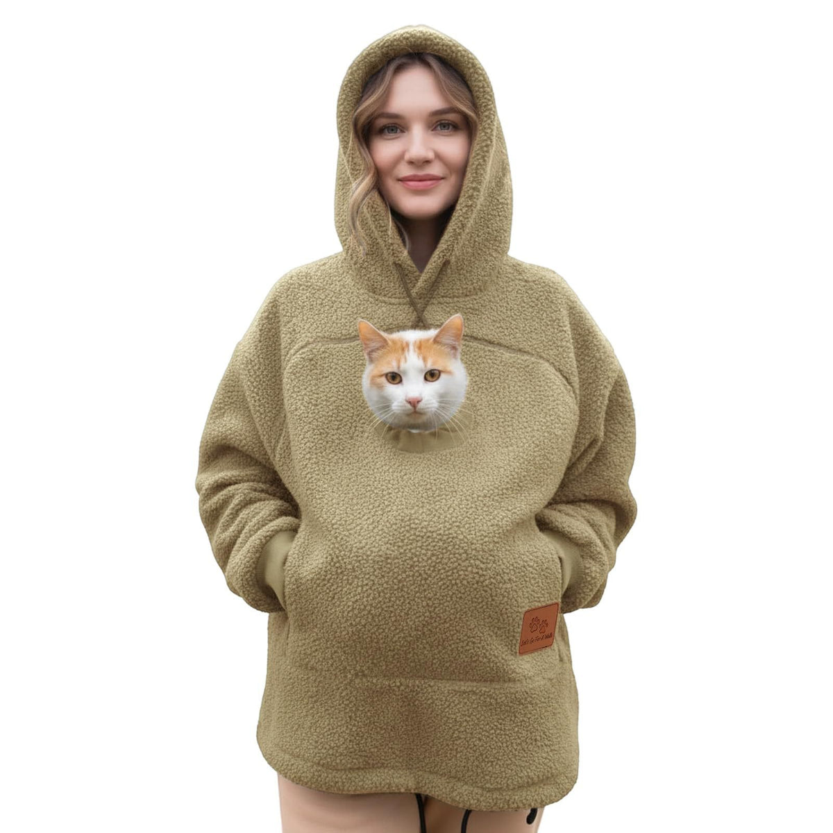 🐾 Cozy Fleece Pet Bonding Pouch Hoodie – Warm & Supportive Small Pet Carrier Clothing