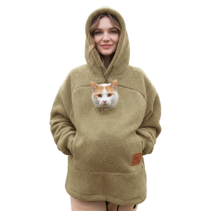 🐾 Cozy Fleece Pet Bonding Pouch Hoodie – Warm & Supportive Small Pet Carrier Clothing