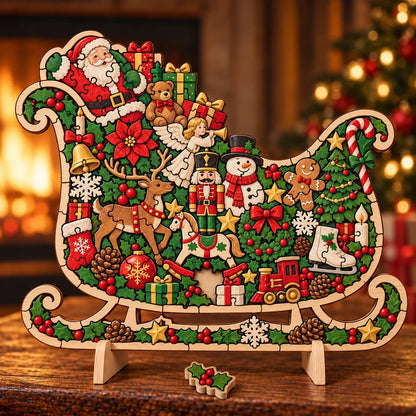 🎄 ✨ Intricate Christmas Keepsake Wooden Puzzle Ornaments – Artistic Festive Tabletop Décor