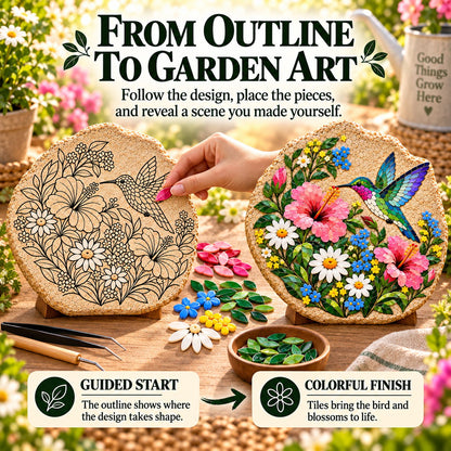 ⏳ Last Day 50% OFF – 🐦 Beginner-Friendly Hummingbird Wildflower Mosaic DIY Kit | Complete Kit with Mosaic Pieces, Tools & Guide Included 💕