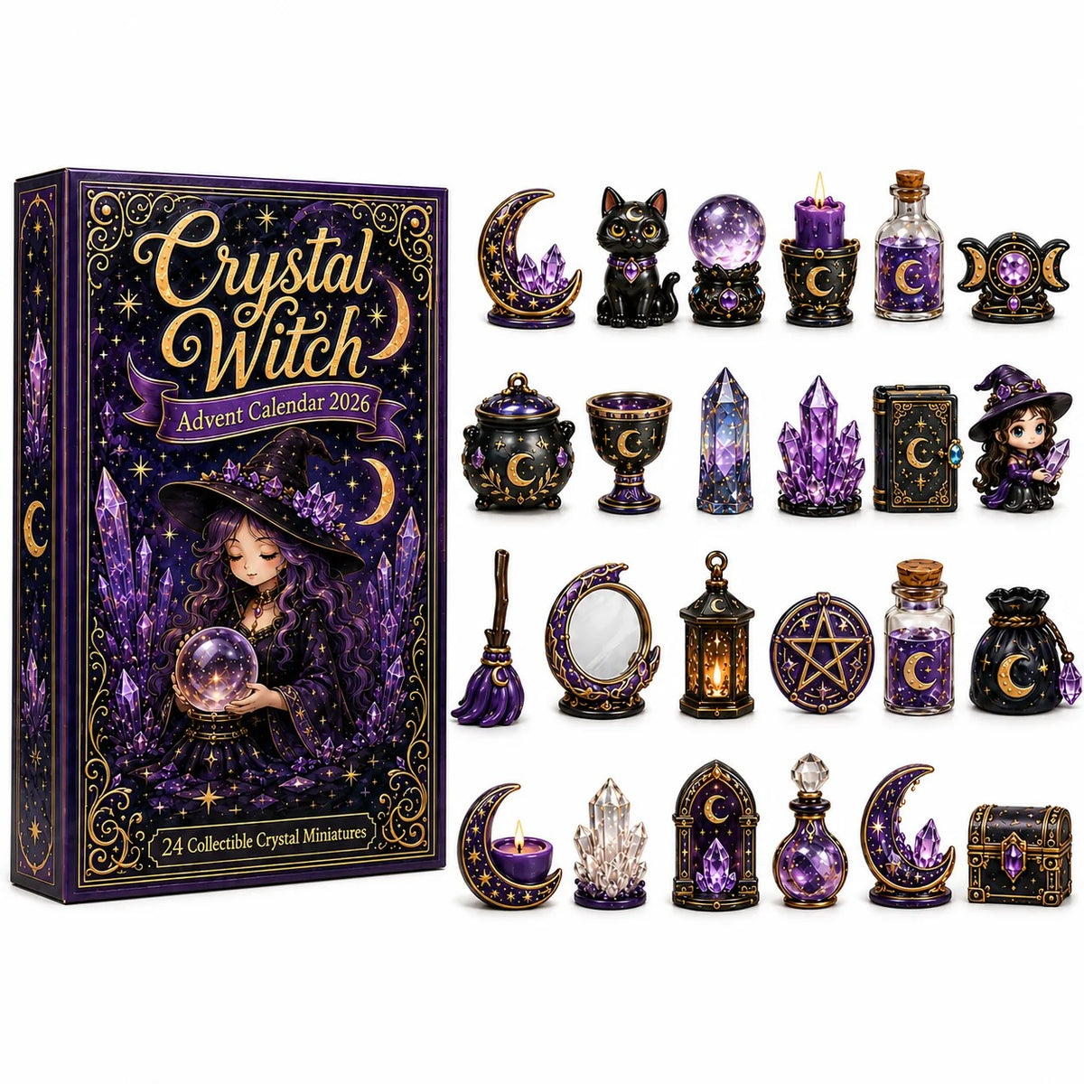 ⏳ Last Day 50% OFF – 🔮 2026 Crystal Witch Advent Calendar | 24 Days of Mystical Miniatures, Crystal-Inspired Surprises & Witchy Fantasy Charm ✨