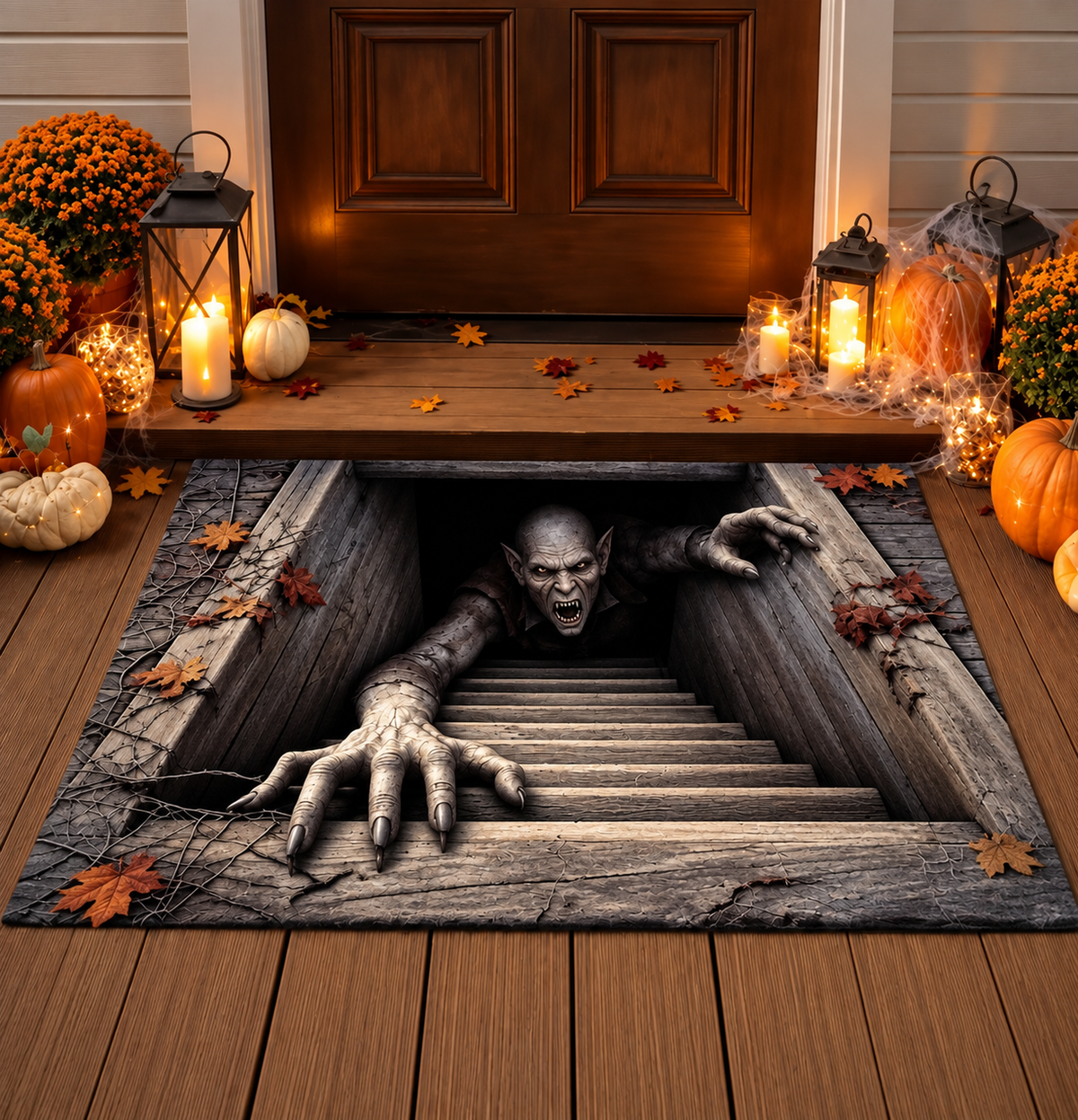 💀 3D Skull Trap Door Illusion Mat – Spooky Halloween Entrance Decor