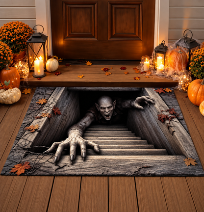 💀 3D Skull Trap Door Illusion Mat – Spooky Halloween Entrance Decor