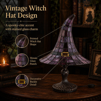 Vintage Stained Glass Witch Hat Lamp