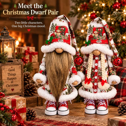 Festive Gnome Couple Figurines – Bearded & Braided Hair 🎄
