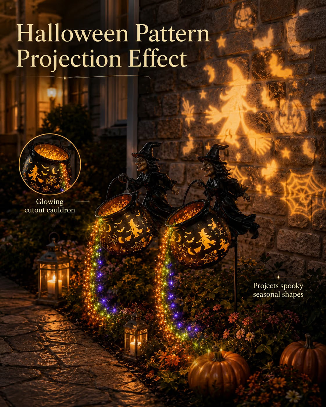 Halloween Witch Cauldron Garden Light