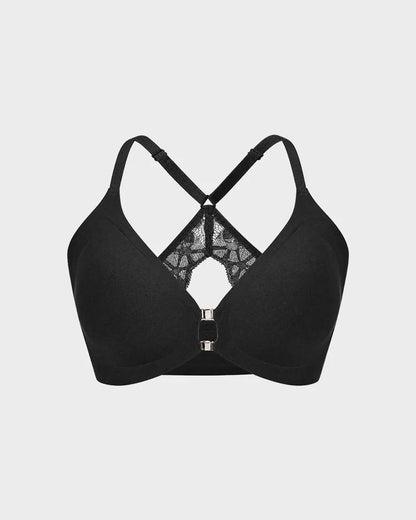 Magnetic Front-Closure Lace Racerback Bra