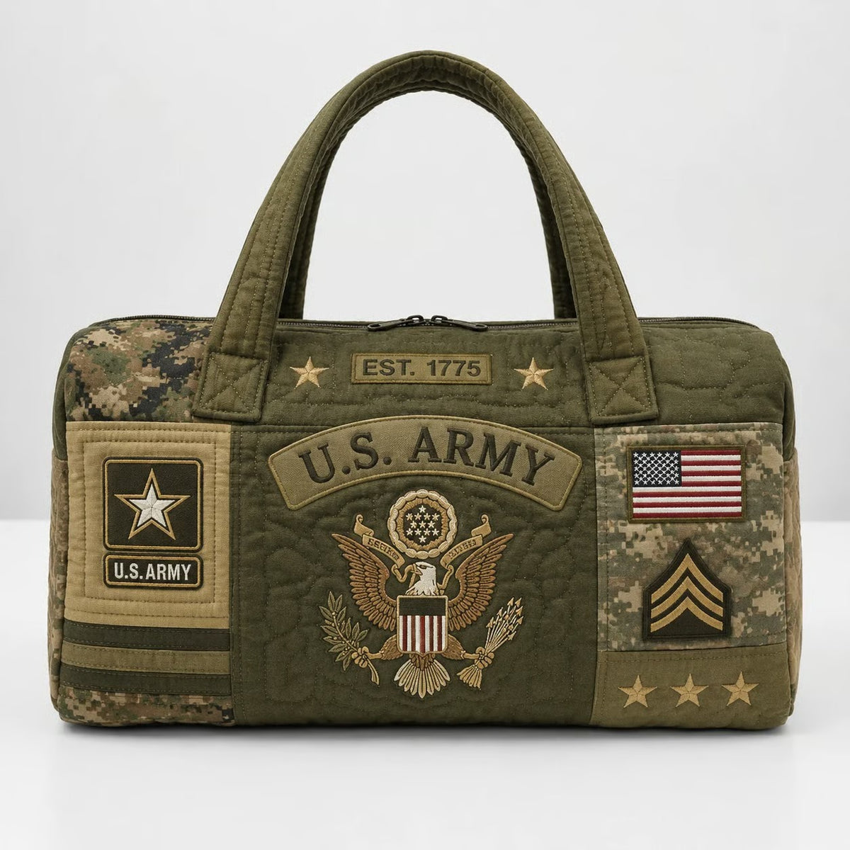 100% Handmade US Military Heritage Quilted Duffel Bag(𝐃𝐚𝐧𝐢𝐞𝐥 𝐁𝐫𝐨𝐨𝐤𝐬 𝐇𝐚𝐧𝐝𝐦𝐚𝐝𝐞®)