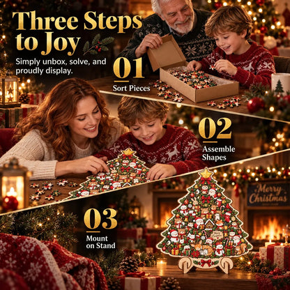 🎄 ✨ Intricate Christmas Keepsake Wooden Puzzle Ornaments – Artistic Festive Tabletop Décor