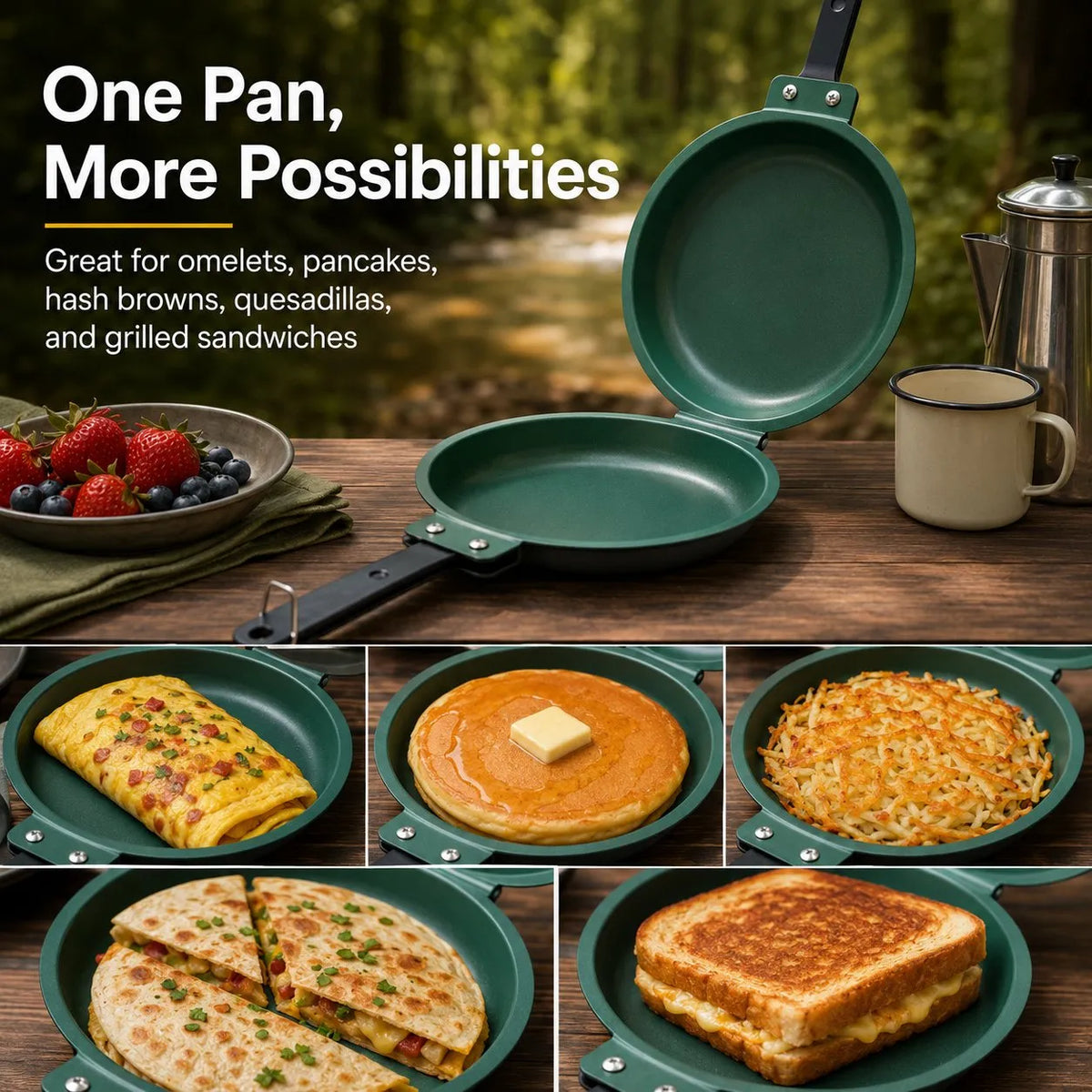 Double-Sided Nonstick Flip Pan – For Camping & Home